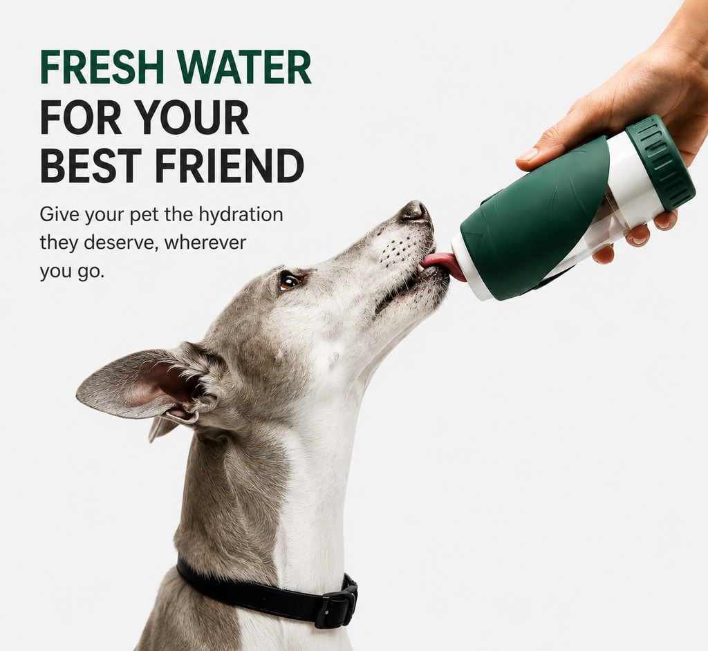 2-in-1 Portable Dog Water Bottle & Food Bowl – Leakproof Foldable Travel Feeder for Pets